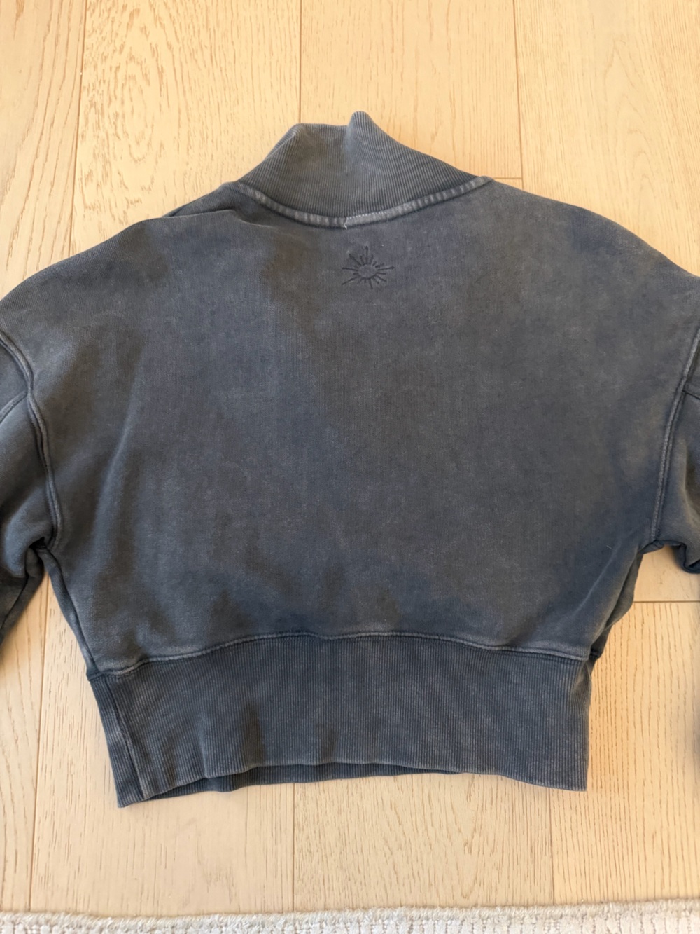 aerie Washed Charcoal Cropped Half-Zip Turtleneck Sweater - Picture 2 of 3